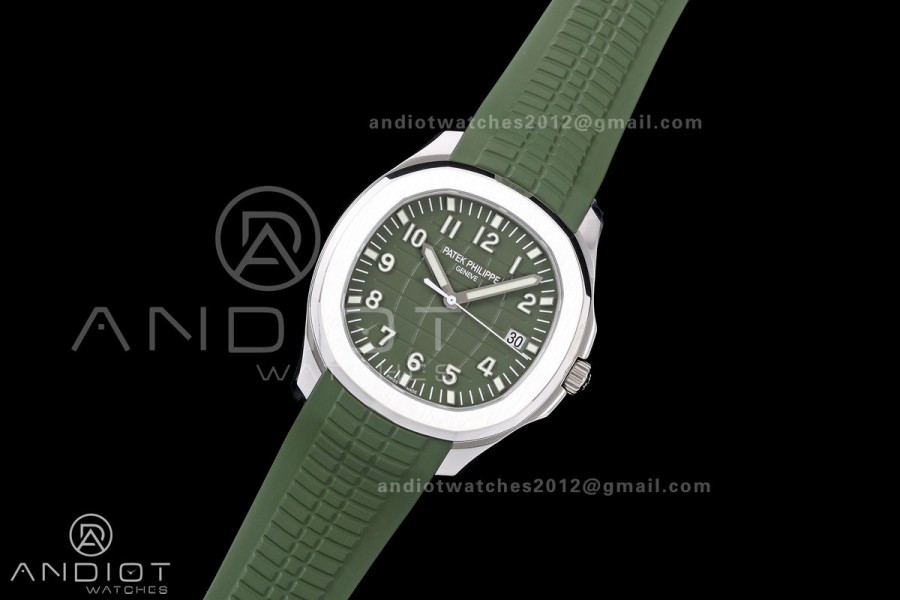 Aquanaut 5168G 42mm SS APWF 1:1 Best Edition Green Dial on Green Rubber Strap A324 Super Clone (140g)