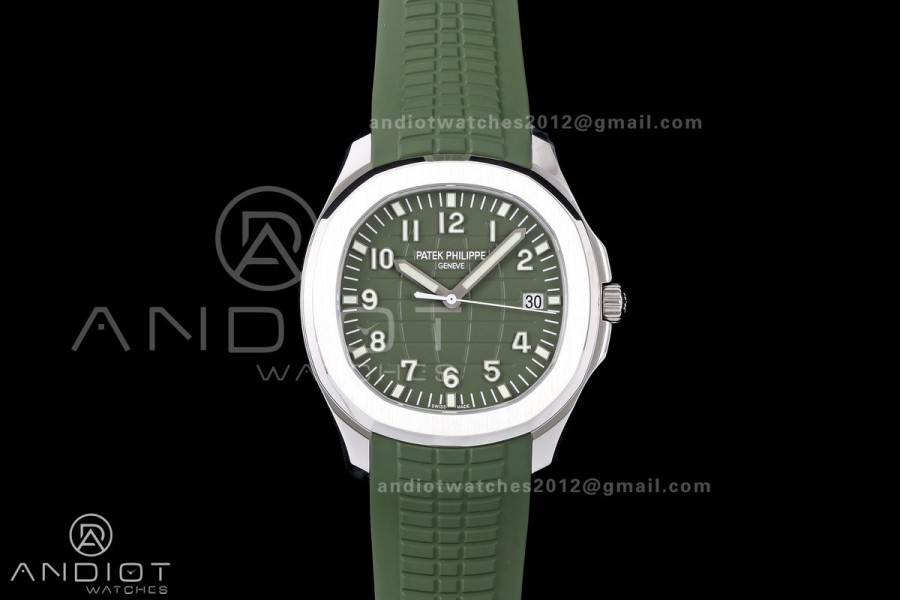 Aquanaut 5168G 42mm SS APWF 1:1 Best Edition Green Dial on Green Rubber Strap A324 Super Clone (140g)