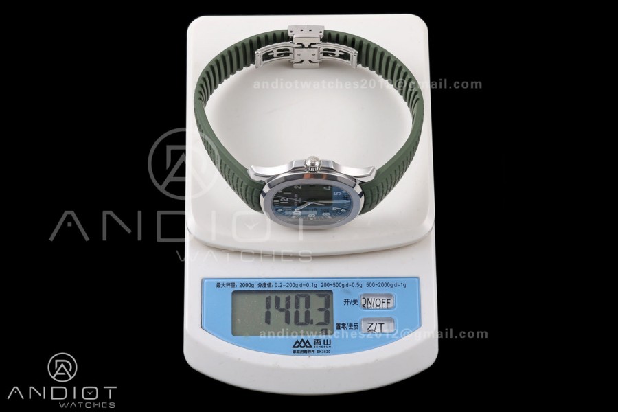 Aquanaut 5168G 42mm SS APWF 1:1 Best Edition Green Dial on Green Rubber Strap A324 Super Clone (140g)