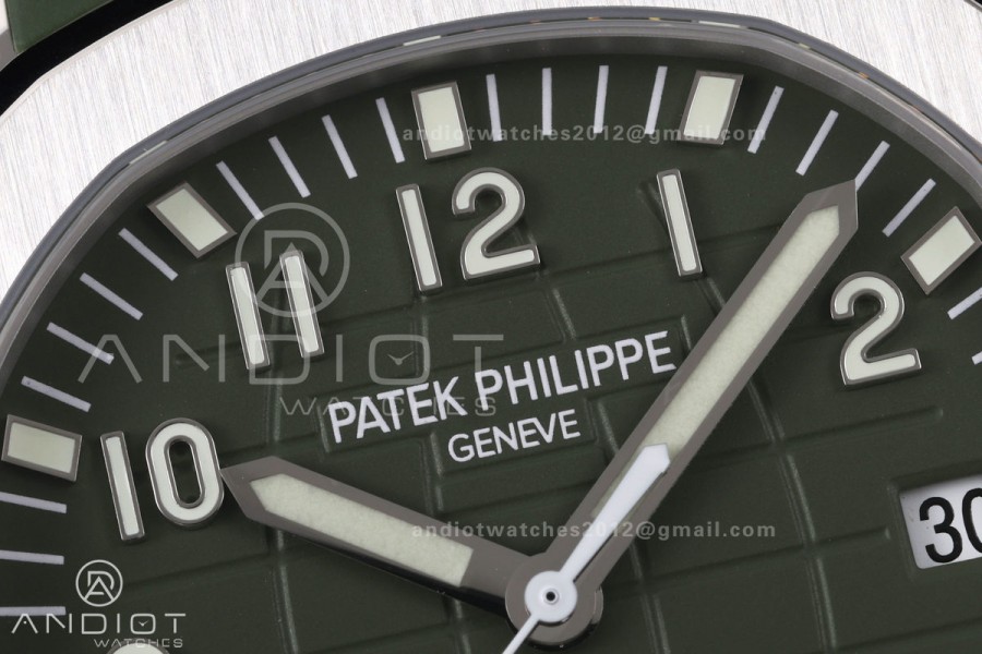 Aquanaut 5168G 42mm SS APWF 1:1 Best Edition Green Dial on Green Rubber Strap A324 Super Clone (140g)