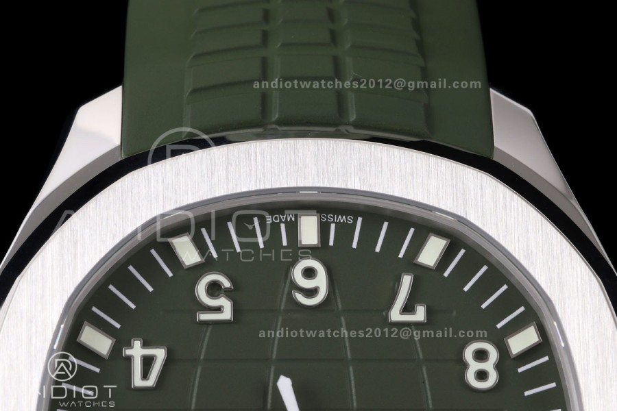 Aquanaut 5168G 42mm SS APWF 1:1 Best Edition Green Dial on Green Rubber Strap A324 Super Clone (140g)