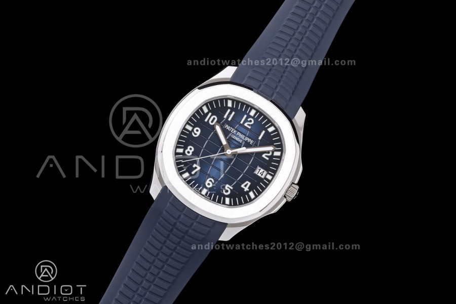 Aquanaut 5168G 42mm SS APWF 1:1 Best Edition Blue Dial on Blue Rubber Strap A324 Super Clone (140g)