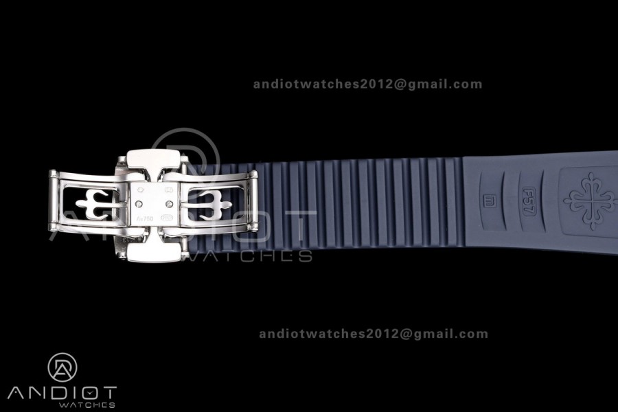 Aquanaut 5168G 42mm SS APWF 1:1 Best Edition Blue Dial on Blue Rubber Strap A324 Super Clone (140g)