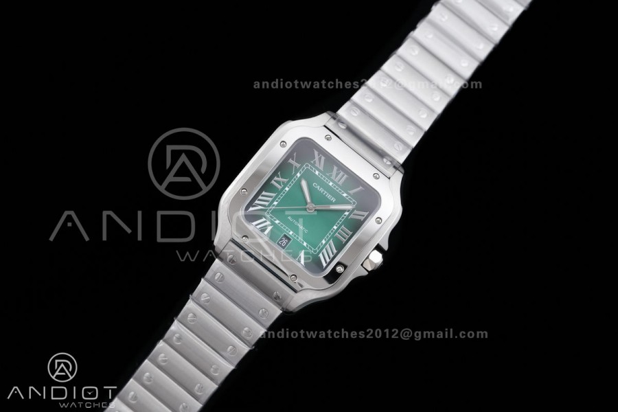 Santos de Cartier 40mm BVF 1:1 Best Edition Green Dial on SS SmartLinks Bracelet MIYOTA 9015