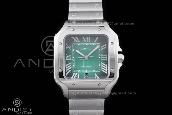 Santos de Cartier 40mm BVF 1:1 Best Edition Green Dial on SS SmartLinks Bracelet MIYOTA 9015