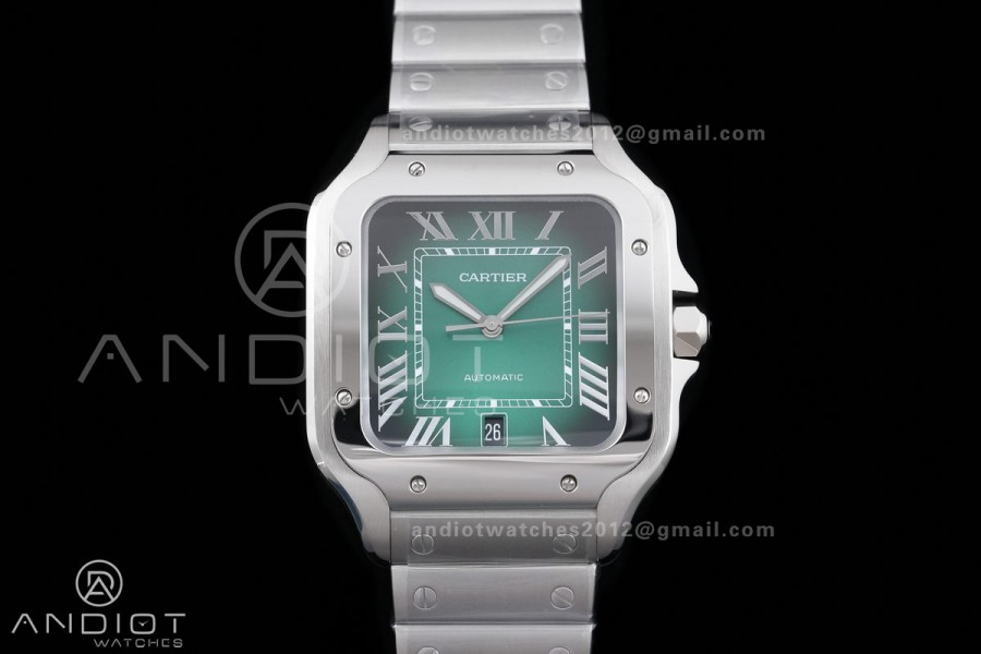 Santos de Cartier 40mm BVF 1:1 Best Edition Green Dial on SS SmartLinks Bracelet MIYOTA 9015