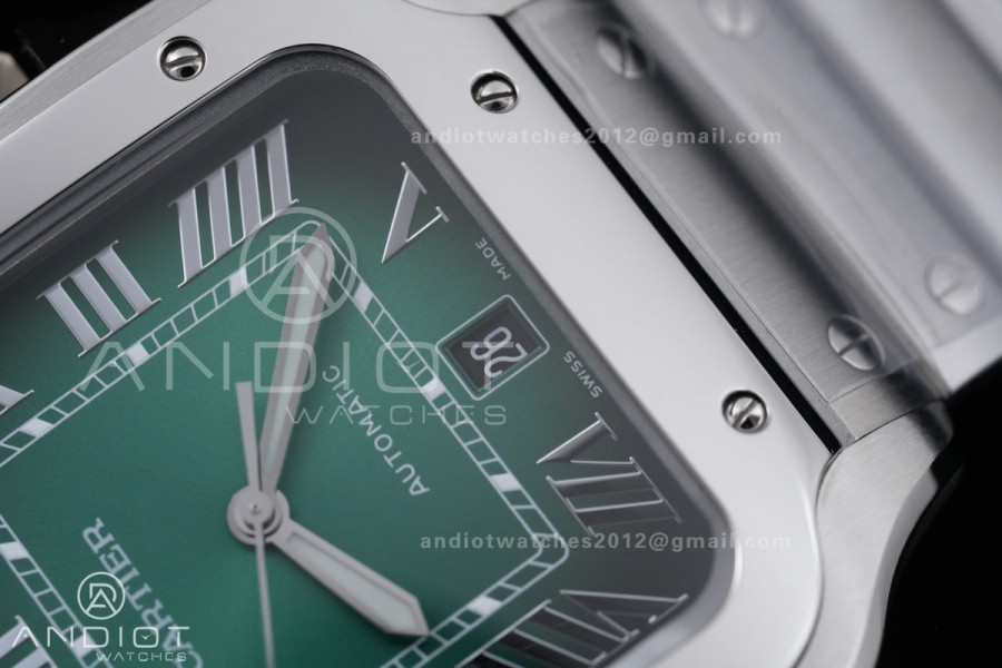 Santos de Cartier 40mm BVF 1:1 Best Edition Green Dial on SS SmartLinks Bracelet MIYOTA 9015