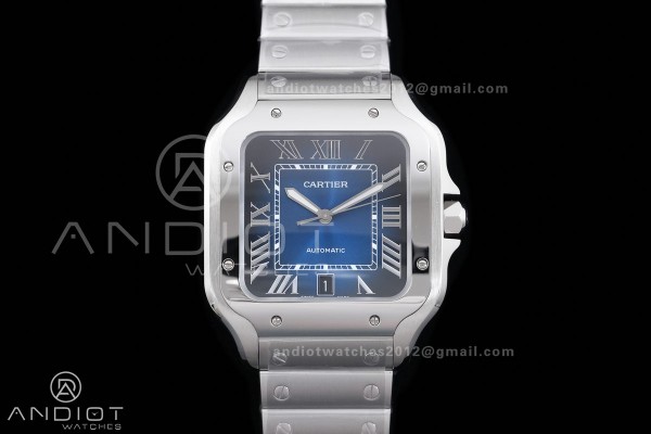 Santos de Cartier 40mm SS BVF 1:1 Best Edition Blue Dial on SS SmartLinks Bracelet MIYOTA 9015 V2