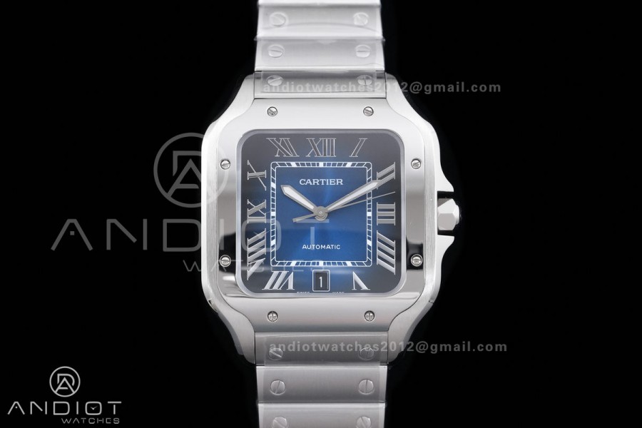 Santos de Cartier 40mm SS BVF 1:1 Best Edition Blue Dial on SS SmartLinks Bracelet MIYOTA 9015 V2