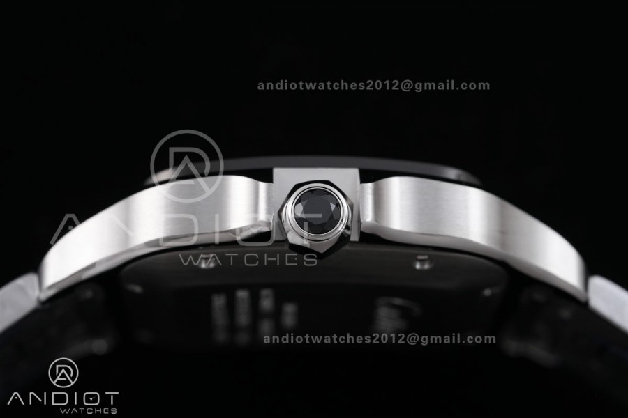 Santos de Cartier 40mm SS BVF 1:1 Best Edition Gray Dial Black Bezel on SS Bracelet MIYOTA 9015