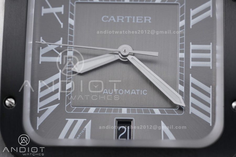 Santos de Cartier 40mm SS BVF 1:1 Best Edition Gray Dial Black Bezel on SS Bracelet MIYOTA 9015