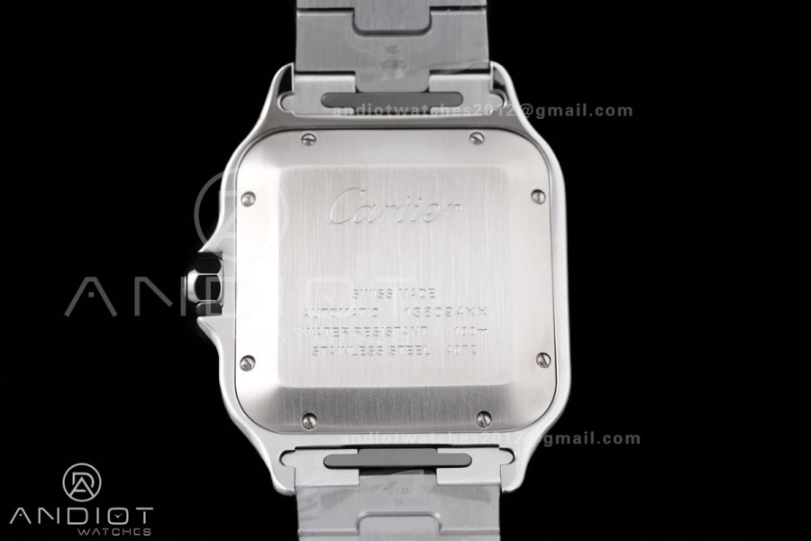 Santos de Cartier 40mm SS BVF 1:1 Best Edition Gray Dial Black Bezel on SS Bracelet MIYOTA 9015