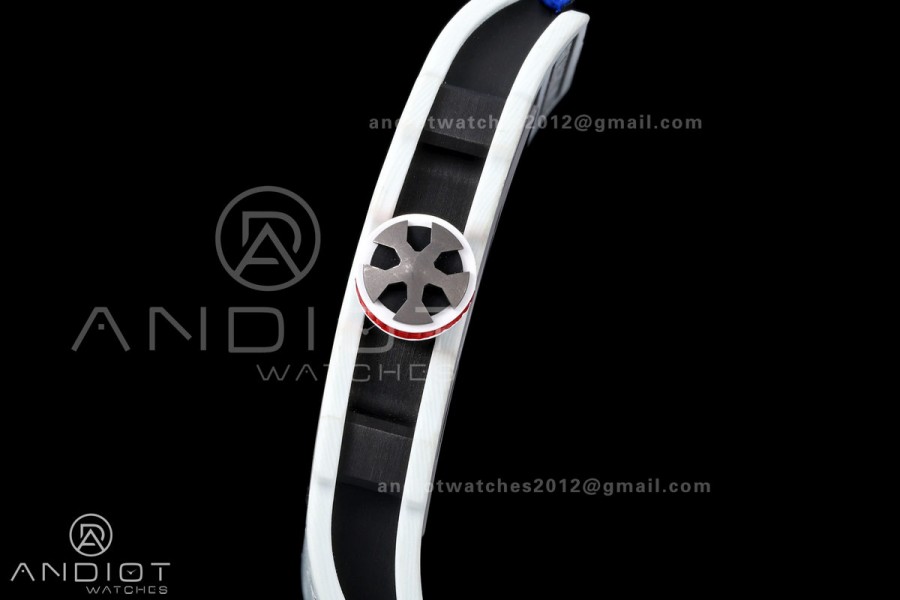 RICH Maker's 1:1 RM67-02 White NTPT France Blue/Red/White Skeleton Dial CRMA7 Super Clone Pro V2
