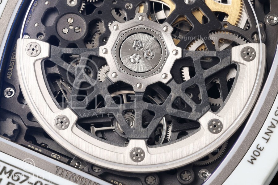 RICH Maker's 1:1 RM67-02 White NTPT France Blue/Red/White Skeleton Dial CRMA7 Super Clone Pro V2