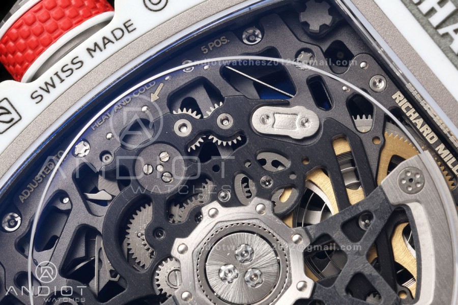 RICH Maker's 1:1 RM67-02 White NTPT France Blue/Red/White Skeleton Dial CRMA7 Super Clone Pro V2
