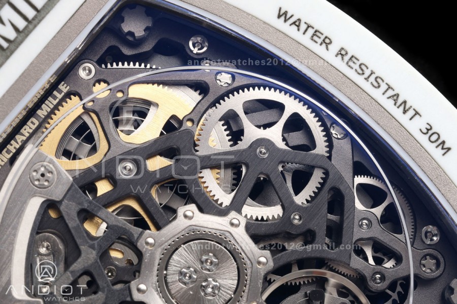 RICH Maker's 1:1 RM67-02 White NTPT France Blue/Red/White Skeleton Dial CRMA7 Super Clone Pro V2