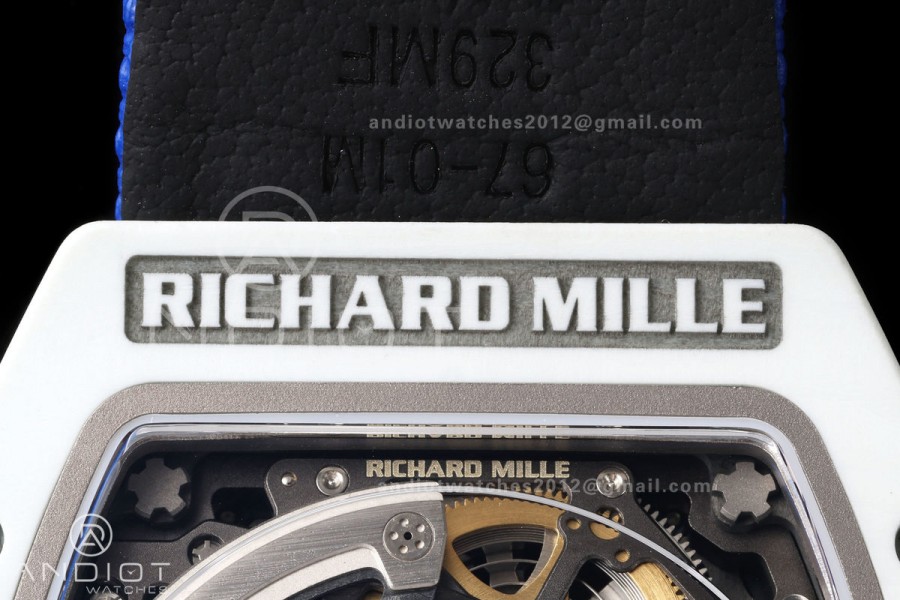 RICH Maker's 1:1 RM67-02 White NTPT France Blue/Red/White Skeleton Dial CRMA7 Super Clone Pro V2
