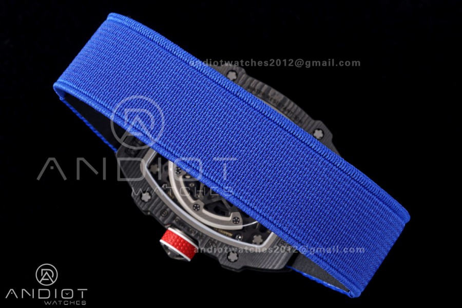 RICH Maker's 1:1 RM67-02 Black NTPT France Blue/Red/White Skeleton Dial CRMA7 Super Clone Pro V2