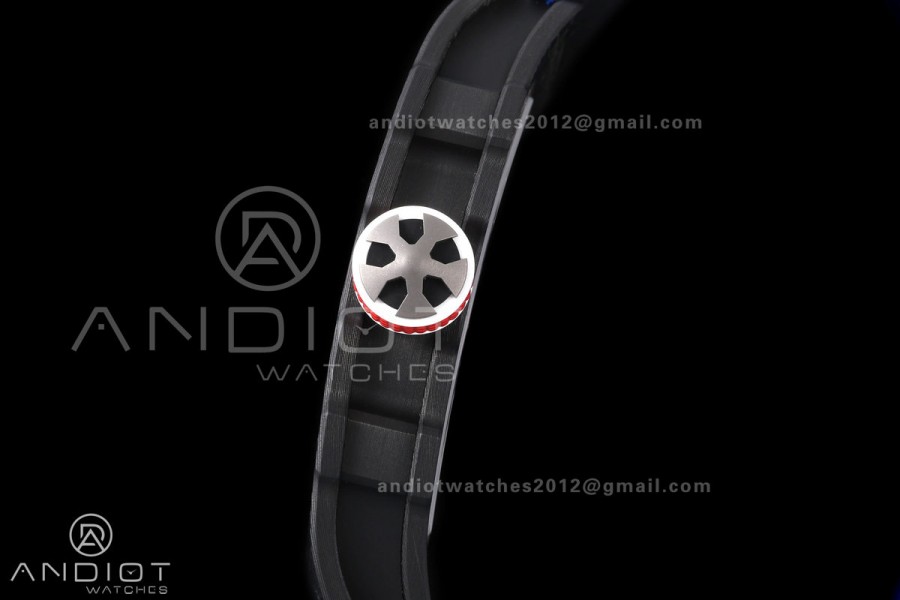 RICH Maker's 1:1 RM67-02 Black NTPT France Blue/Red/White Skeleton Dial CRMA7 Super Clone Pro V2