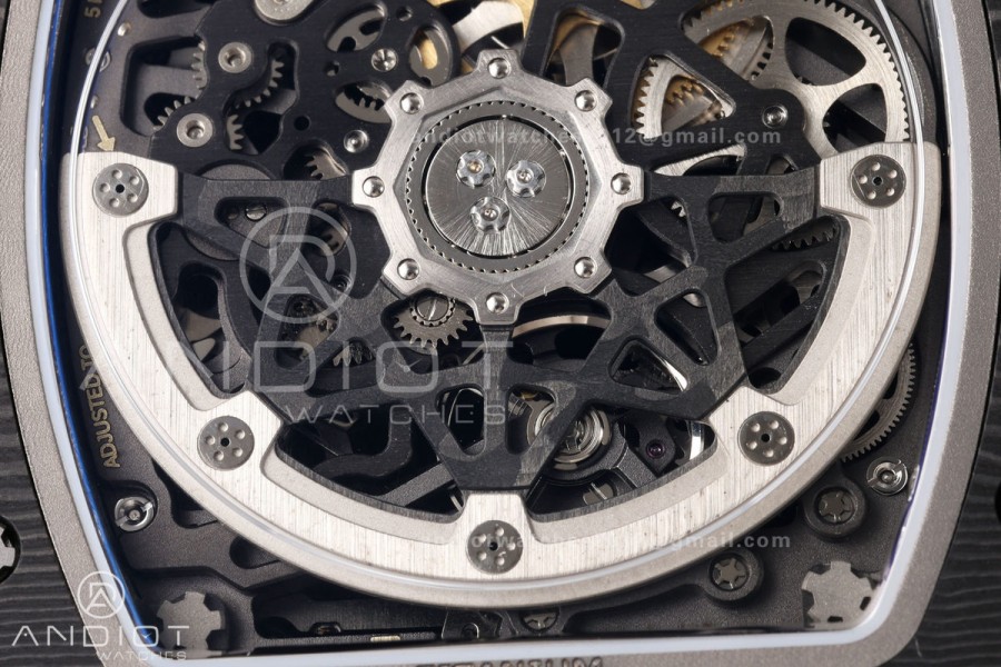RICH Maker's 1:1 RM67-02 Black NTPT France Blue/Red/White Skeleton Dial CRMA7 Super Clone Pro V2