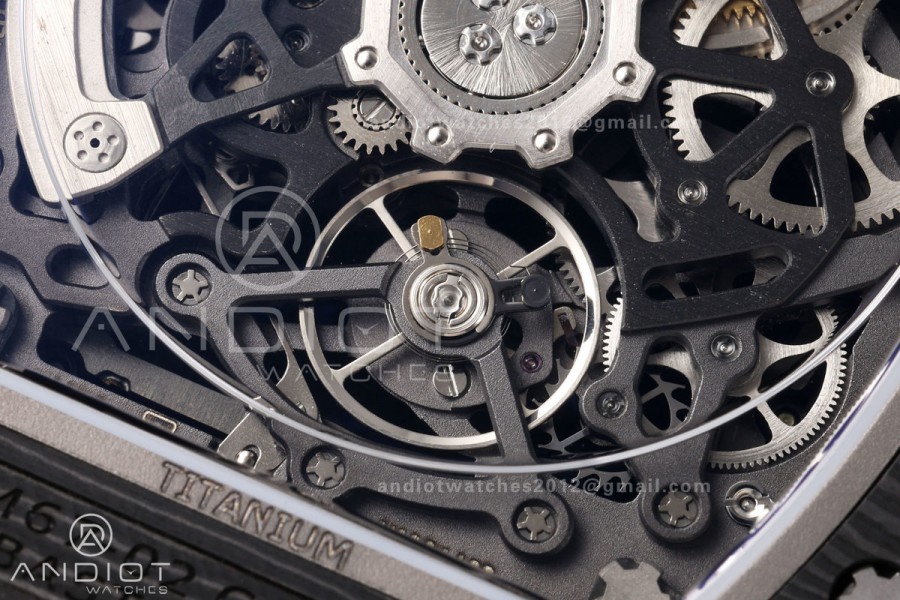 RICH Maker's 1:1 RM67-02 Black NTPT France Blue/Red/White Skeleton Dial CRMA7 Super Clone Pro V2