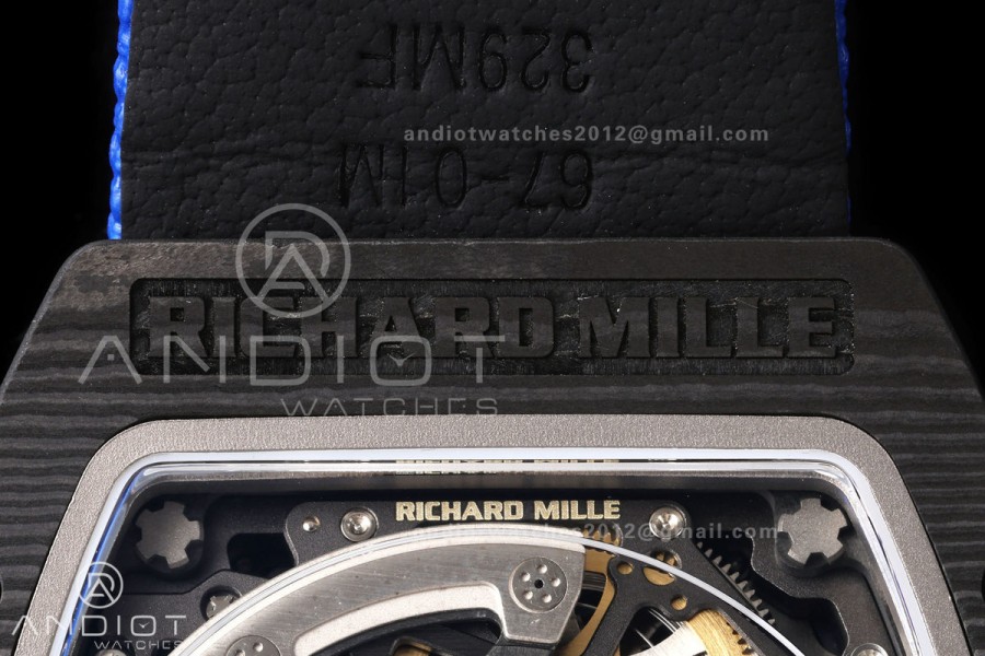 RICH Maker's 1:1 RM67-02 Black NTPT France Blue/Red/White Skeleton Dial CRMA7 Super Clone Pro V2