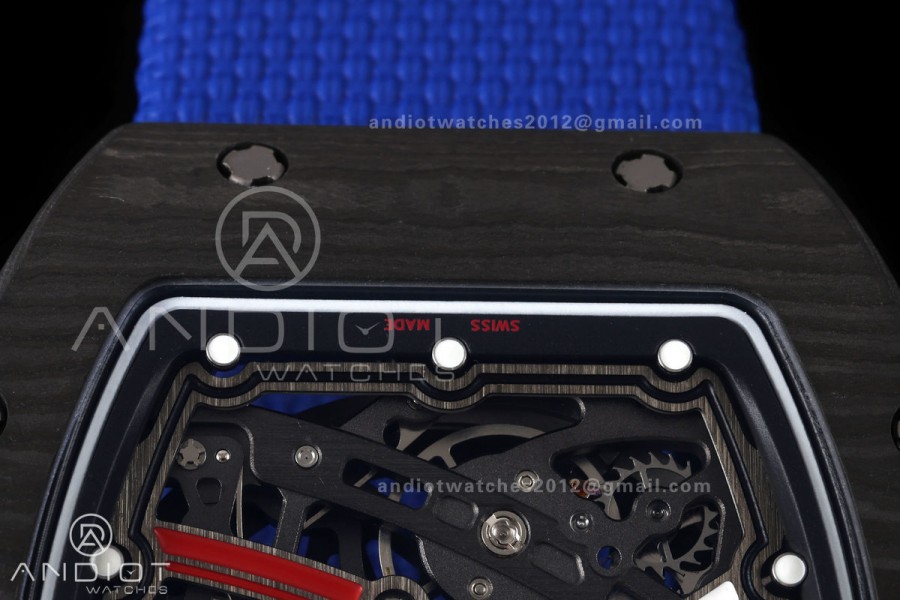 RICH Maker's 1:1 RM67-02 Black NTPT France Blue/Red/White Skeleton Dial CRMA7 Super Clone Pro V2