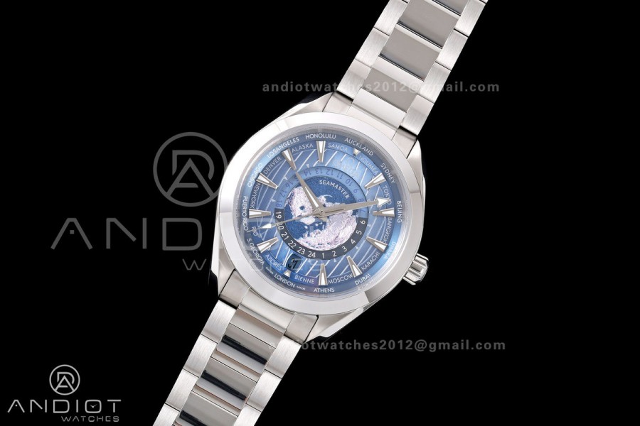 Aqua Terra Worldtimer VRSF 1:1 Best Edition Summer Blue Dial on SS Bracelet A8938