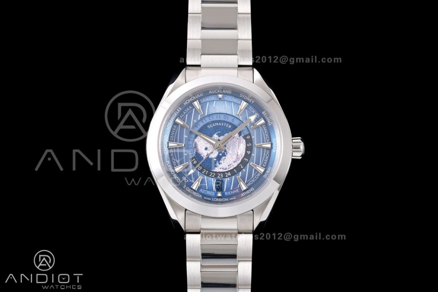 Aqua Terra Worldtimer VRSF 1:1 Best Edition Summer Blue Dial on SS Bracelet A8938