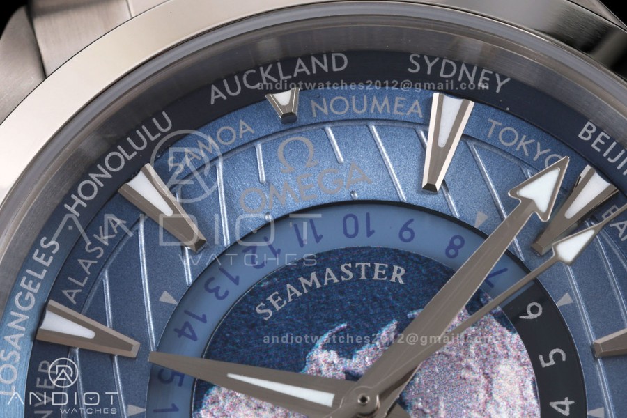 Aqua Terra Worldtimer VRSF 1:1 Best Edition Summer Blue Dial on SS Bracelet A8938