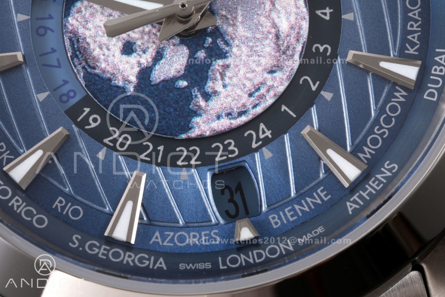 Aqua Terra Worldtimer VRSF 1:1 Best Edition Summer Blue Dial on SS Bracelet A8938