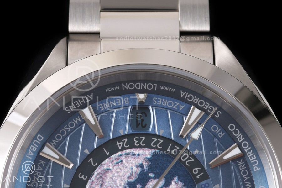 Aqua Terra Worldtimer VRSF 1:1 Best Edition Summer Blue Dial on SS Bracelet A8938
