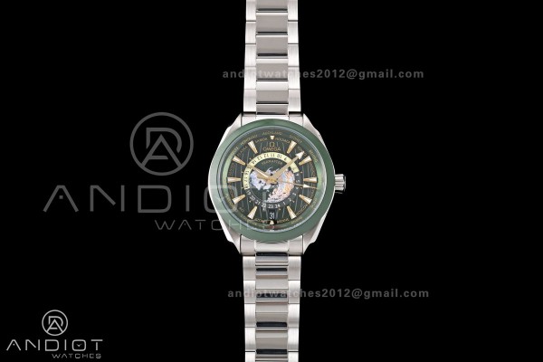 Aqua Terra Worldtimer VRSF 1:1 Best Edition Green Bezel Green Dial on SS Bracelet A8938