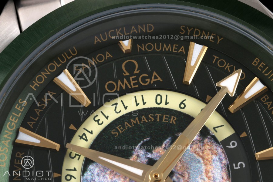 Aqua Terra Worldtimer VRSF 1:1 Best Edition Green Bezel Green Dial on SS Bracelet A8938