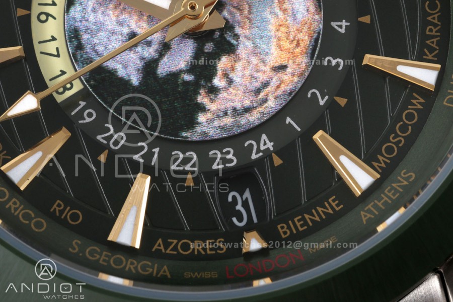 Aqua Terra Worldtimer VRSF 1:1 Best Edition Green Bezel Green Dial on SS Bracelet A8938