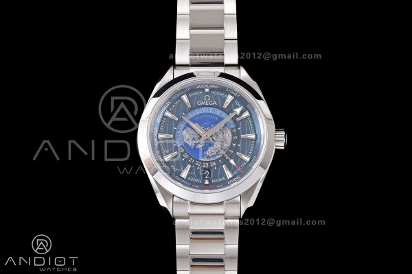 Aqua Terra Worldtimer VRSF 1:1 Best Edition Blue Dial on SS Bracelet A8938