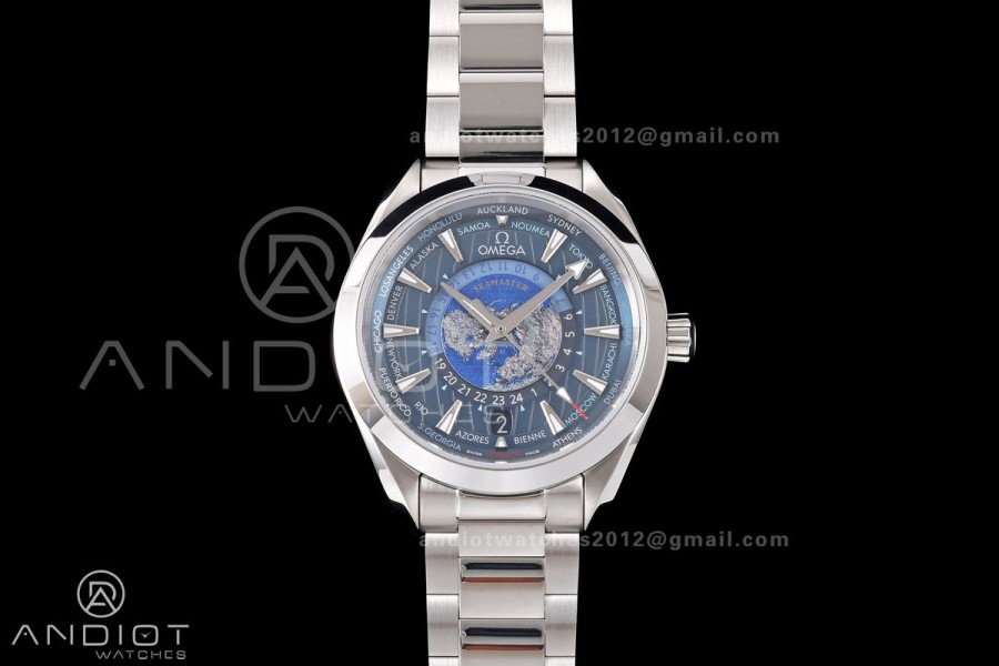 Aqua Terra Worldtimer VRSF 1:1 Best Edition Blue Dial on SS Bracelet A8938