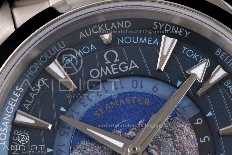 Aqua Terra Worldtimer VRSF 1:1 Best Edition Blue Dial on SS Bracelet A8938