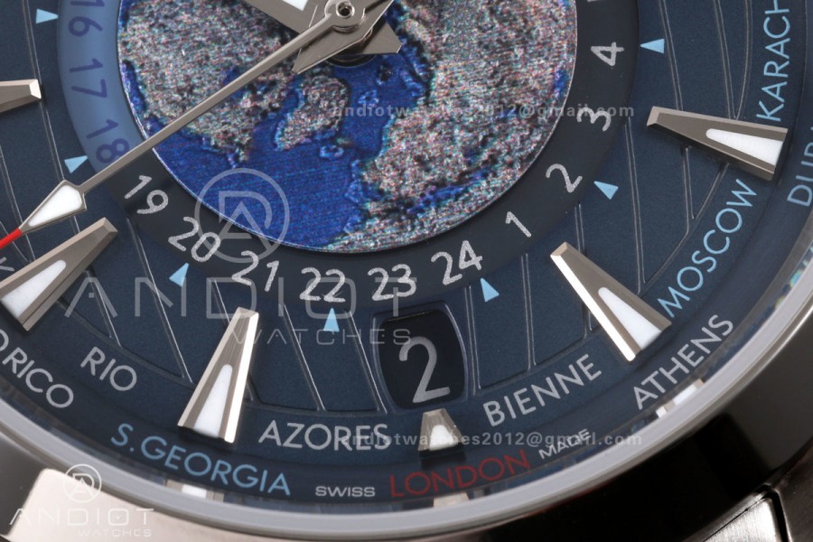 Aqua Terra Worldtimer VRSF 1:1 Best Edition Blue Dial on SS Bracelet A8938