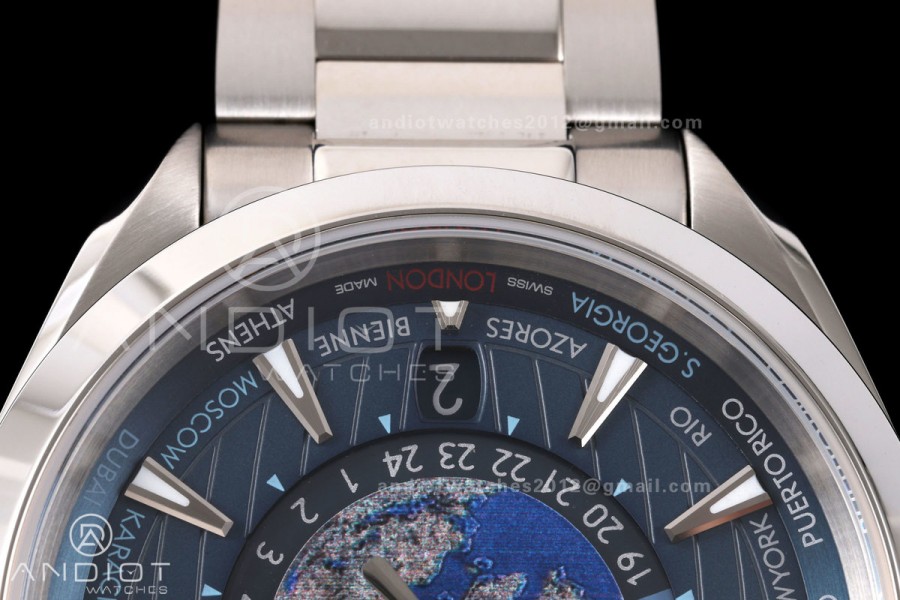 Aqua Terra Worldtimer VRSF 1:1 Best Edition Blue Dial on SS Bracelet A8938
