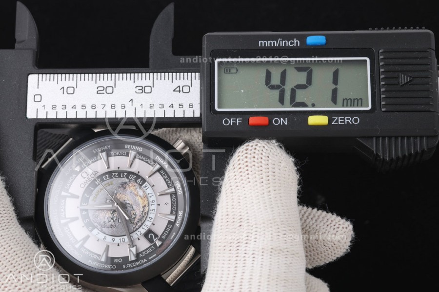 Aqua Terra Worldtimer VRSF 1:1 Best Edition Gray Dial Black Bezel on Black Rubber Strap A8938