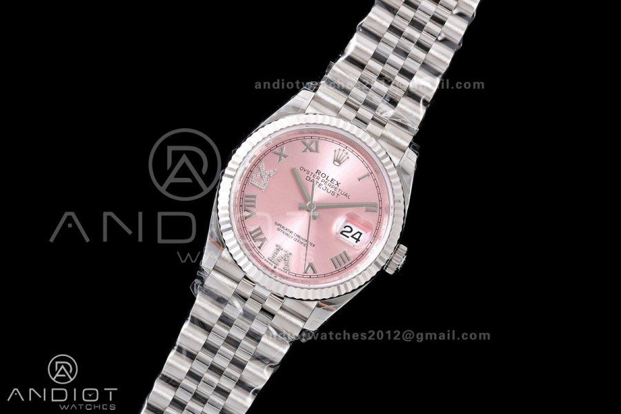 DateJust 36 SS 126234 VSF 1:1 Best Edition 904L Steel Pink Diamonds Roman Dial on Jubilee Bracelet VS3235 V2