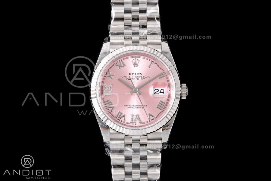 DateJust 36 SS 126234 VSF 1:1 Best Edition 904L Steel Pink Diamonds Roman Dial on Jubilee Bracelet VS3235 V2