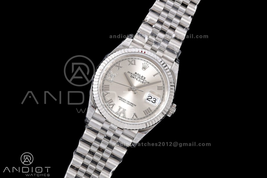 DateJust 36 SS 126234 VSF 1:1 Best Edition 904L Steel Silver Diamonds Roman Dial on Jubilee Bracelet VS3235 V2