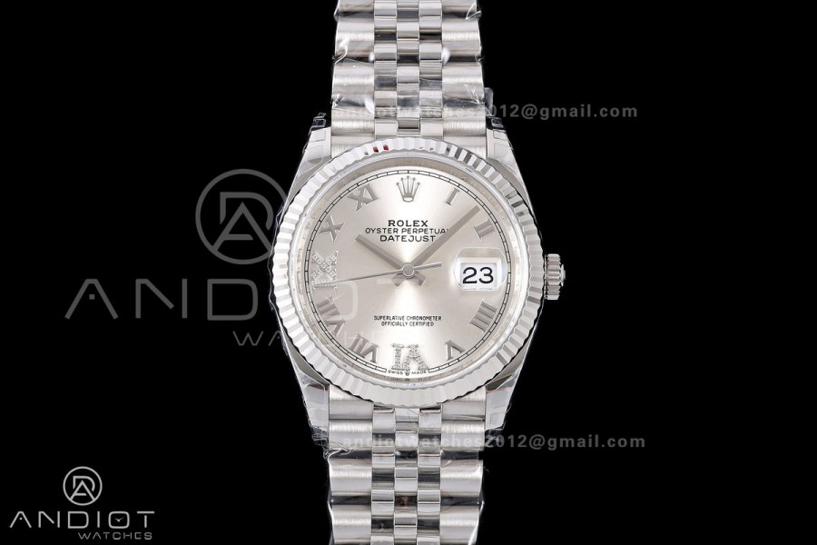 DateJust 36 SS 126234 VSF 1:1 Best Edition 904L Steel Silver Diamonds Roman Dial on Jubilee Bracelet VS3235 V2
