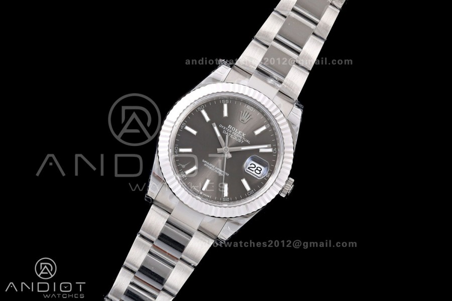 DateJust 41 126334 904L SS VSF 1:1 Best Edition Gray Stick Dial on Oyster Bracelet VS3235v2 V2s Free Sprung (133g)