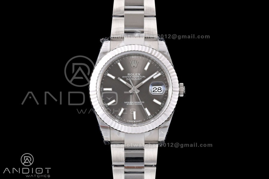 DateJust 41 126334 904L SS VSF 1:1 Best Edition Gray Stick Dial on Oyster Bracelet VS3235v2 V2s Free Sprung (133g)