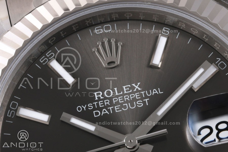 DateJust 41 126334 904L SS VSF 1:1 Best Edition Gray Stick Dial on Oyster Bracelet VS3235v2 V2s Free Sprung (133g)