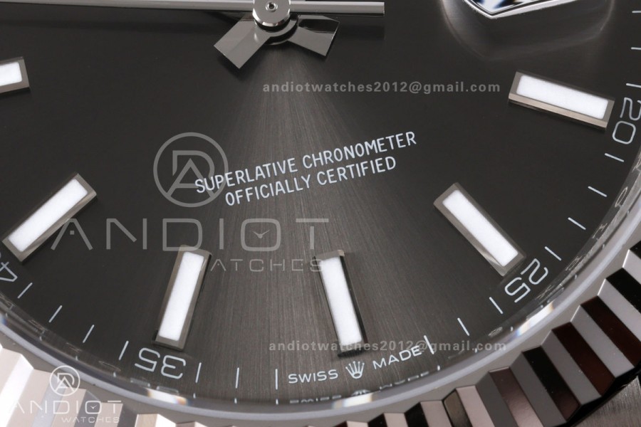 DateJust 41 126334 904L SS VSF 1:1 Best Edition Gray Stick Dial on Oyster Bracelet VS3235v2 V2s Free Sprung (133g)