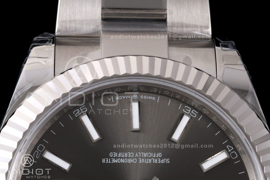 DateJust 41 126334 904L SS VSF 1:1 Best Edition Gray Stick Dial on Oyster Bracelet VS3235v2 V2s Free Sprung (133g)